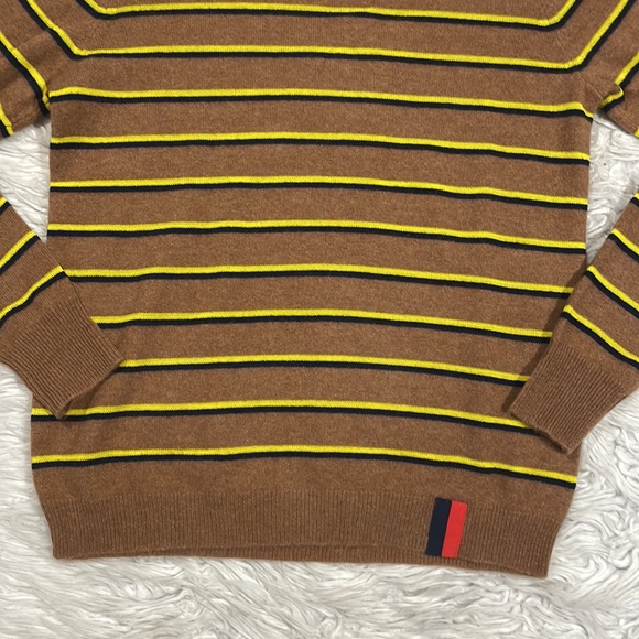 Kule Camel Cashmere Blend Samara Stripe Crewneck Sweater - Picture 9 of 10